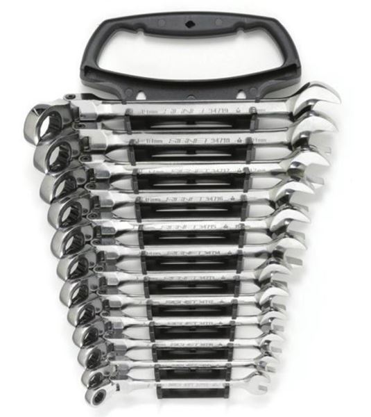 תמונה של סט מפתחות רינג פתוח רצ'ט פרקי/מתקפל 8-19 מ"מ 12 יחידות סיגנט