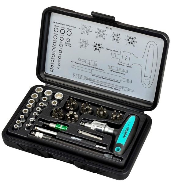 Picture of סט ביטים ובוקסות 1/4" עם ידית T רצ'ט, 58 י"ח ווירלפאוור