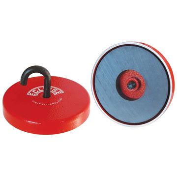 Picture of Ferrite Shallow Pot Magnets Red (With Removable Hook)