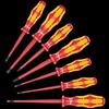 Picture of 160 iSS/7 Screwdriver set Kraftform Plus Series 100. With reduced blade diameters and smaller handle diameters, 7 pieces WERA