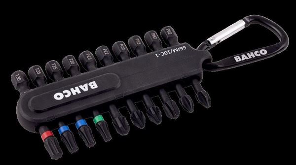 Picture of 1/4" Impact Torsion Bit Set for Phillips/Pozidriv/TORX® with Soft Plastic Holder, 25 mm bits- 10 Pcs  BAHCO