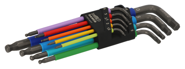 Picture of Metric Long Ball End Coloured Hex L-Key Set  - 9 Pcs BAHCO