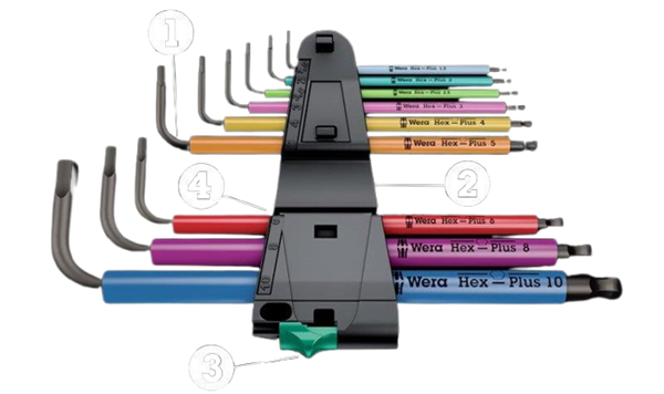 Picture of 950/9 Hex-Plus Multicolour Imperial 1 L-key set, imperial, BlackLaser WERA