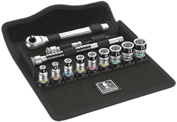 Picture of 8100 SA 12 HF Zyklop Metal Ratchet Set with switch lever, 1/4" drive, metric, 13
pieces
The Zyklop Metal Ratchet Switch, 1/4" WERA