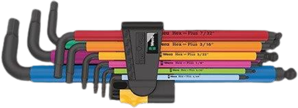 Picture of 50/9 Hex-Plus Multicolour Imperial 2 L-key set, imperial, BlackLaser, 9 pieces
L-Keys for Hexagon Socket Screws WERA