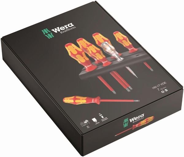 תמונה של סט מברגים 7 יח קצה לייזר שטוח+פיליפס WERA 1000V