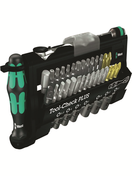 תמונה של סט 39 חלקים + רצ'ט+ בוקסות +ידית מברג  WERA TOOL-CHECK PLUS