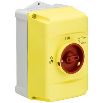 תמונה של קופסא צהובה למפסק MS116/132 מ.מים IB132-Y IP65