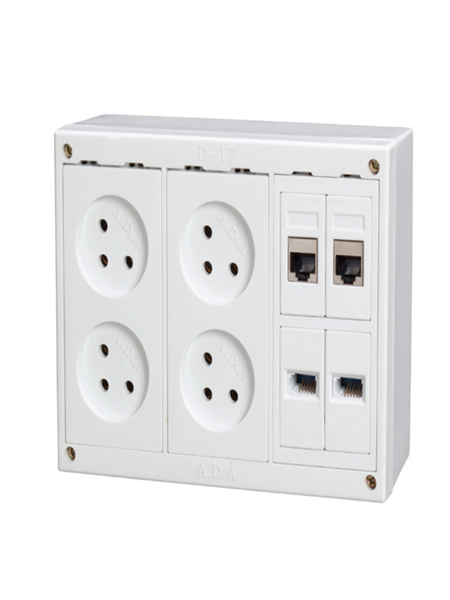 תמונה של קופסא D-17 עהט+4 שקע כח לבן+מתאם