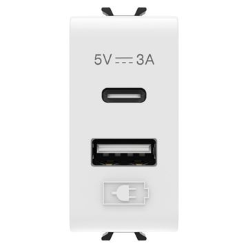תמונה של קורוס-שקע USB כפול 1 TYPE A+C-3A מודול לבן מבריק