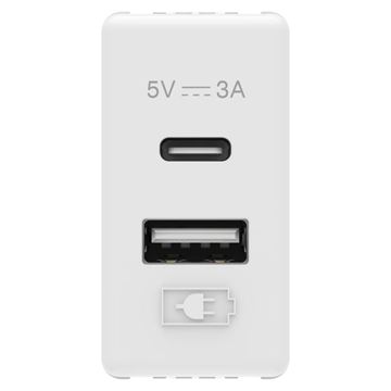 Picture of DUAL USB CHARGER A+C TYPE 5V 3A 1M SY/WH