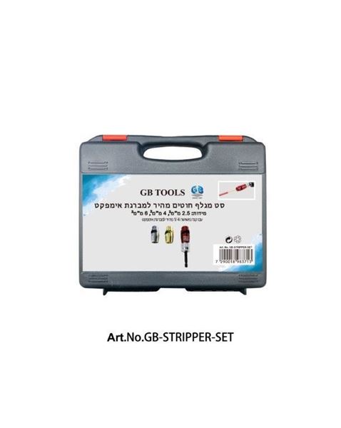 Picture of 3pcs Wire Stripper set in plastic box
size: 2.5-4.0-6.0mm²
with 1/4” quick change shank and 1pc hex key
