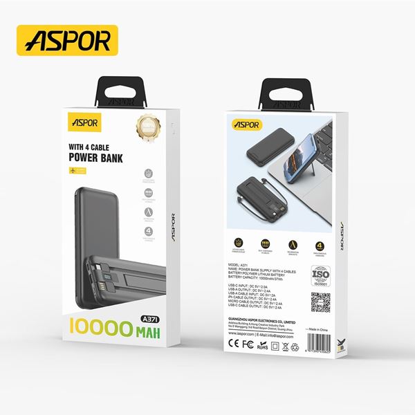 Picture of Aspor A371 Power Bank 10000mAh with 4 Cables