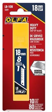 תמונה של להבי חיתוך נשלפים (Snap Blades) בגודל 18 מ"מ מדגם LB בצבע כסף כמות 10 להבים OLFA LB10