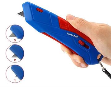 תמונה של סכין עם להבים בטיחותית אוטומטית 3 מצבים WORKPRO