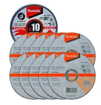Picture of MAKITA 18764-10 CUTTING DISCS PACK OF 10 115MM INOX THIN DI