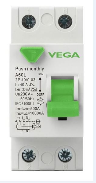 Picture of VEGA Residual Current Circuit Breaker 2X40A 30MA 10K