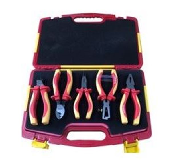 Picture of 5 pcs VDE pliers in a blow-molded case, color sleeve with s